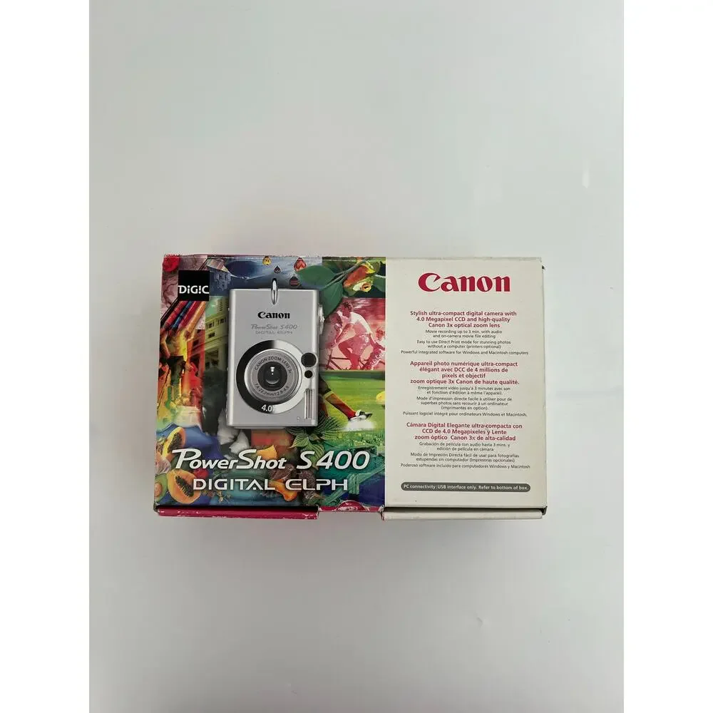 Canon PowerShot S400 Digital Elph Camera - Silver Extras UNTESTED Parts Only